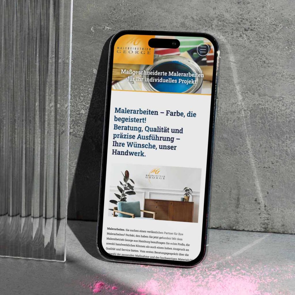 Responsive Webdesign für Malerbetrieb George – optimiert für Smartphone