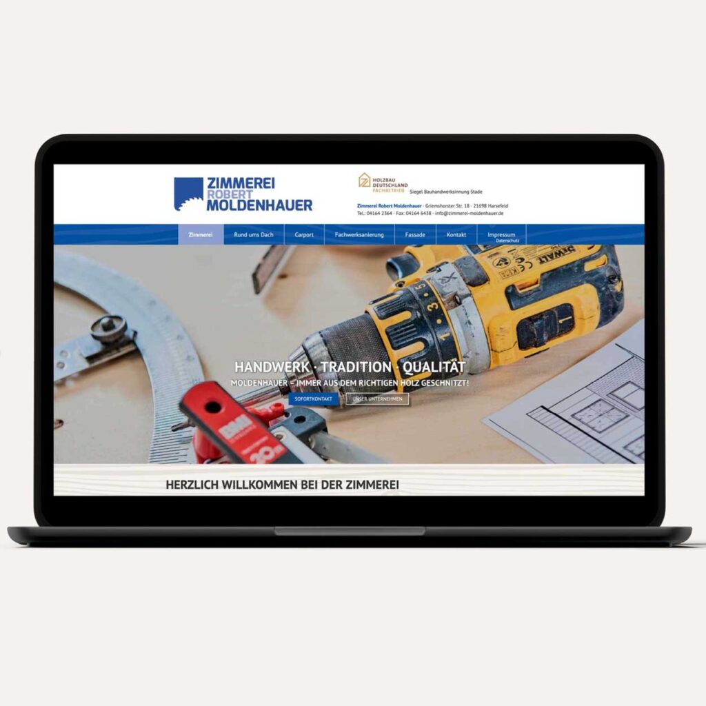 Webdesign für Handwerksbetrieb Zimmerei mit Fokus auf Struktur und Benutzerführung